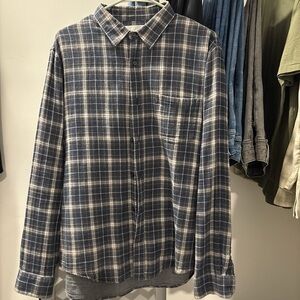 Vince Navy and White Plaid Button Down Shirt